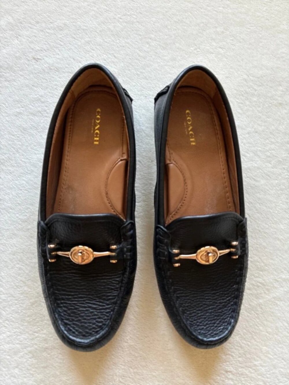 Coach Black Arlene Loafers Gold Bit US8